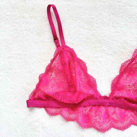 NWOT Free People Bright Eyes Romantic Coquette Sheer Lace Bralette in Hot Pink - Picture 6 of 7
